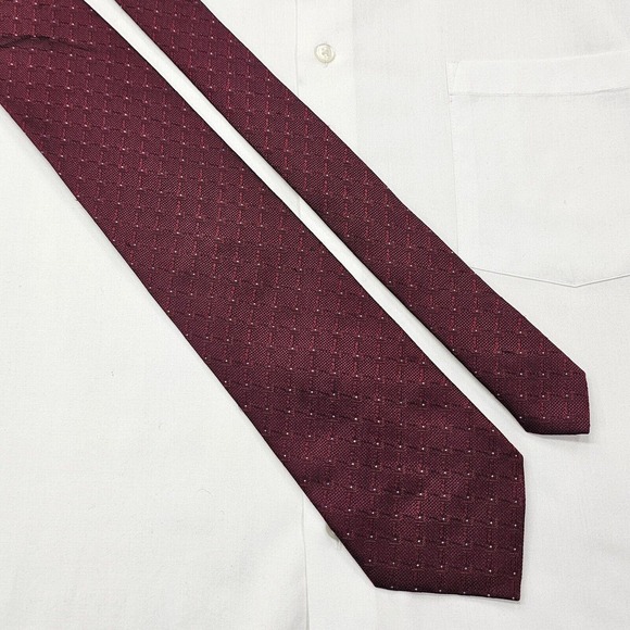DANIEL DE FASSON Studio Necktie Men's 100% Silk tie Designer Geometric Burgundy - Picture 4 of 8